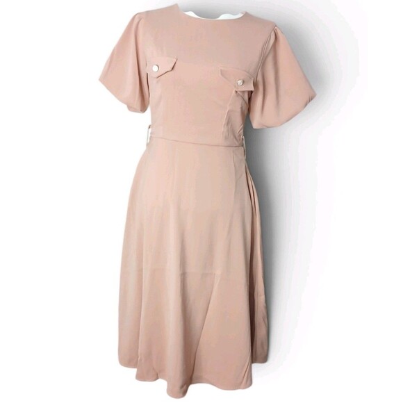 DHP Dresses & Skirts - DHP Blush Pink Midi Dress Women's S Short Sleeve Fit & Flare New With Tags